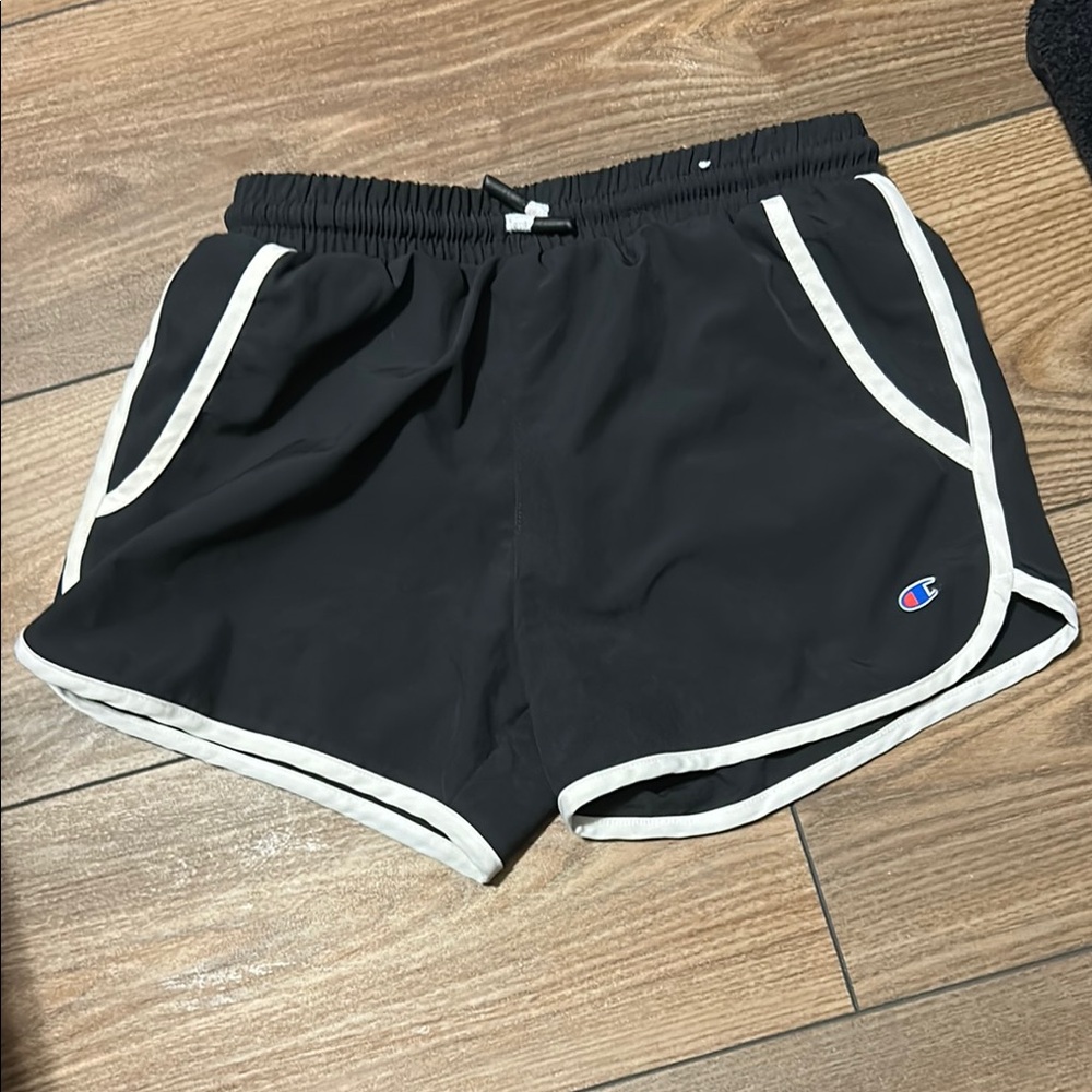 Champion Women's Black Athletic Shorts with White Trim